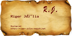 Riger Júlia névjegykártya